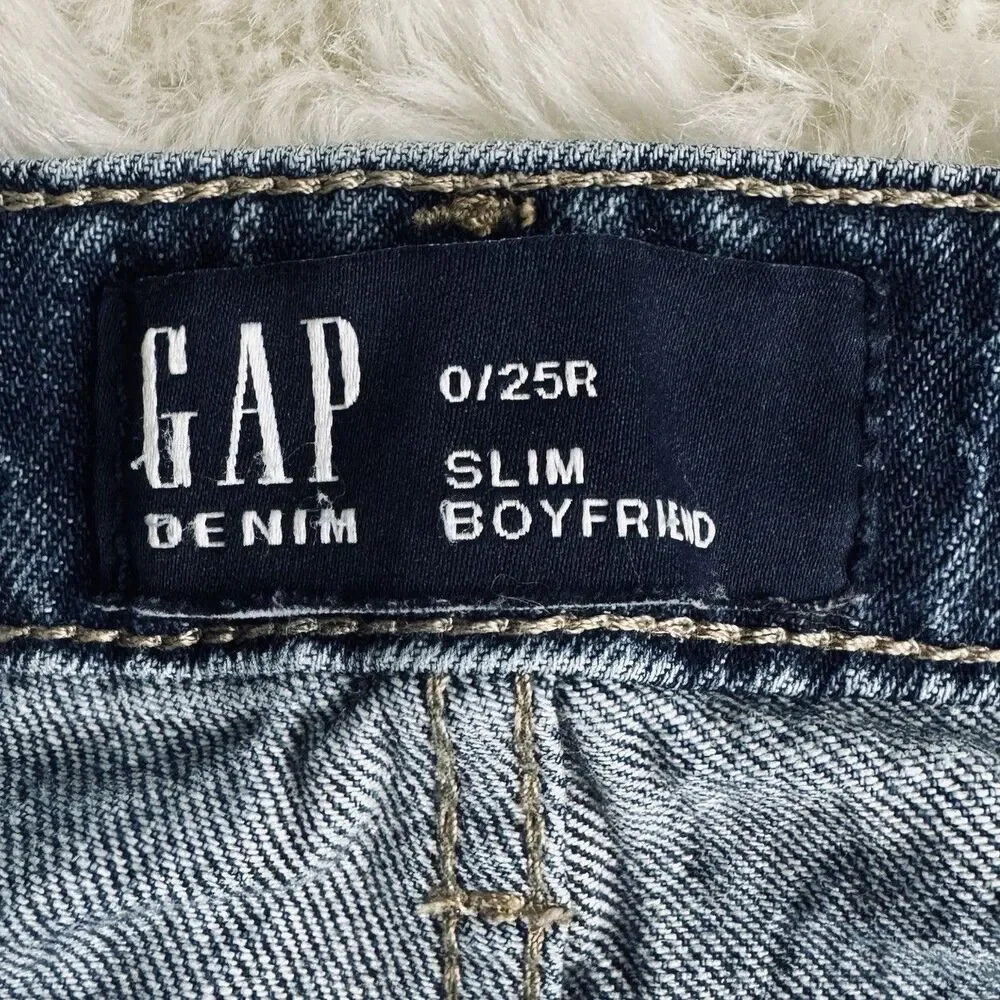 Gap Slim Boyfriend Jeans 0/25 (28x27.5) Blue Denim High Waisted Womens